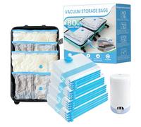 ANBIUX Vacuum Storage Bags, Vacuum Pack Bags for Clothes, 16 Pack with Electric Pump, 4 Sizes Compression & Vacuum Seal Bags for Clothes Blankets Bedding Luggage & Moving