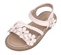 ANBIWANGLUO Girls Sandals Toddler Girls Flower Summer Sandals Little Girl Leather Sansals Open Toe Holiday Vacation Shoes Size 6.5 UK Child,White