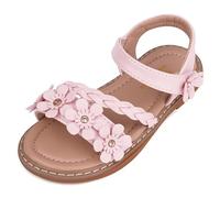 ANBIWANGLUO Girls Sandals Toddler Girls Flower Summer Sandals Little Girl Leather Sansals Open Toe Holiday Vacation Shoes Size 7 UK Child,Pink