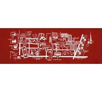 染の安坊 Anbo Tenugui Hand Towel, Asakusa map (Red), Souvenir, 100% Cotton, Made in Japan, 13.8 x 39.4 inches
