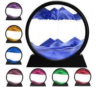 ANBOER 3D Dynamic Sand Art Liquid Motion, Moving Sand Art Picture Round Glass 3D Deep Sea Sandscape in Motion Display Flowing Sand Frame Relaxing Desktop Home Office Work Decor (Blue, 7 inch)