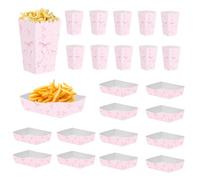 ANBOO 10PCS Pink Bow Popcorn Boxes & 12PCS Chips Boxes Party Set, Large Capacity Paper Snack Containers for Movie Night, Birthday Events, pink popcorn boxes, cinema snack box