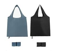 ANBOO 2 Pack reusable shopping bags 210T Polyester Foldable Tote, Large Capacity Lightweight Carry Bag with Handle and Shoulder Option for Supermarket, Travel and Daily Use