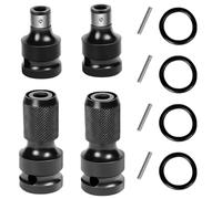 ANBOO 4 x 1/2" Square Socket Driver to 1/4" Hex Socket Adapter, Electric Screwdriver Adapter Impact Wrench Adapter, Bit Holder Impact Wrench for Impact Wrench (4)