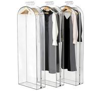ANBOO 60" Garment Bags for Clothes 3 Pack, Dust Proof Clothes Covers with Zip, Hanging Storage Protector Bags Suit Covers for Wardrobe, for Travel, Suitable for Suit, Coat, Jackets, Jumpers