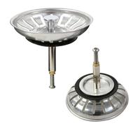 ANBOO Abflusssieb Edelstahl 81mm, Waschbeckenstöpsel Küche mit Sieb, Universeller Spülbecken Filter für Küchenspüle & Waschbecken, Rostfrei & Leicht zu Reinigen(Silber)