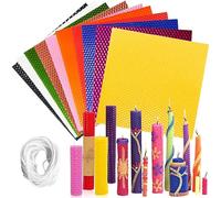 ANBOO Beeswax Candles and Wax Plates, 10 Colours, 6 m Cotton Wick, Christening Candle to Make Yourself, Children's Set (20 x 20 cm)