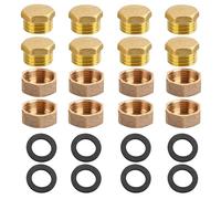 ANBOO Blanking Plug Water Pipe, Pack of 16 Blanking Plugs 1/2 Inch, Male Thread and 1/2 Inch Female Thread Blanking Plugs, Brass Cap, Threaded Cap Brass with 8 x Hose Washers