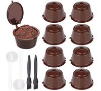 ANBOO Coffee Filter, 8 x Reusable Do-lce Gusto Capsules, Brown, Set of 3 with Spoon and Brush, Compatible with Do-lce Gusto Mini-Me, Genio, Esperta, Circolo