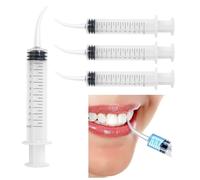 ANBOO Dental Irrigation Syringe, 4 PCS 12cc Oral Irrigator with Curved Tip, Graduated Disposable Syringe for Dental Cleaning, Wisdom Tooth Care, Pet Feeding and Hygiene