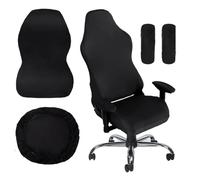ANBOO Gaming Chair Cover Set (4PCS) - Universal Elastic Office Chair Covers, Computer Chair Seat Protector, Dustproof, Anti-Slip, Armrest & Backrest Covers, Fits Most Gaming & Desk Chairs (Black)