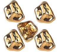 ANBOO Gold Buttons for Blazer, 5Pcs 23x22mm Vintage Alloy, Polished Mirror Finish Irregular Pattern - Replacement Buttons for Coat, Cardigan, Jeans, Trousers, DIY Sewing