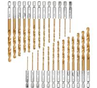ANBOO Titanium Drill Set, 26-Piece 1.5-6.5 mm Hex Shank Quick Drill Bits, High-Speed Steel Titanium-Coated HSS Drill Set, Quick Change, 1/4 Inch Hex Shank