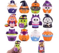 Anboor 12 Pcs Halloween Squishy Toys Bulk, Halloween Pumpkin Stress Balls Slow Rising Squishy Stress Relief Toys for Party Favors Goodie Bags Stuffers (Random Styles)