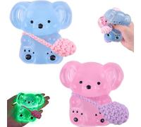 Anboor 2 Pcs Koala Squishy Toys, Soft Crystal Koala Glow in the Dark Squeeze Stress Relief Toy, Cute Animal Squishy Sensory Fidget Toy for Kids and Adults (3.4Inch)