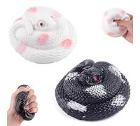 Anboor 2 Pcs Snake Squishy Toys, Realistic Sticky Snake Squeeze Fidget Toys Stress Relief for Kids Adults Prank Props Autism Birthday Gifts (White & Black)