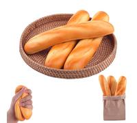 Anboor 3 Pcs Long Bread Squishy Artificial Fake Baguette Squish Toys Scented Soft Slow Rising Toy Food Pretend Play Prop Kitchen Kids