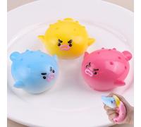 Anboor 3 Pcs Pufferfish Squishy Toys For Kids, Sensory Soft Cute Animals Squeeze Stress Relief Fidget Squishy Toy For Party Favors Basket Stuffers Birthday Gift Box Set With Raffia Filler