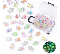 Anboor 30PCS Small Resin Turtle with 1 Pc Suitcase Boxes, Luminous Mini Resin Animals to Hide Sea Turtles Glow In The Dark Figurines for Fairy Garden Dollhouse Aquarium Decor (Sequins)