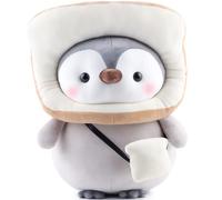 Anboor 35cm Toast Penguin Stuffed Animal, Cute Penguin Plush Toy Soft Pillow Plush Age 3+ with Bread Outfit, Stuffed Penguin Plushies Animals Toys for Boys Girls Birthday Party Favors