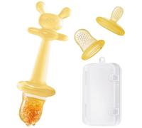 Anboor 4 in 1 Baby Teething Toys, Silicone Bunny Teethers with Fruit Food Feeder (3 Sizes) for Babie, Baby Chew Toys Teething Relief, for Newborn Soon-to-be Mothers