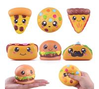 Anboor 6 Pcs Food Slow Rising Squishies Toy, Pizza Biscuit Hamburger Hot Dog Taco Slow Rising Squish Squeeze Fidget Toys Stress Relief for Kids Teens Adults