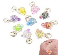 Anboor 9 Pcs Small Resin Turtles with Keychain Slow-Fall Glitter Calming Stress Relief Turtle Gifts For Teens Adults