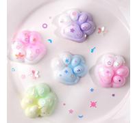 Anboor Mini Cat Paw Squishies Toys - 5 Pcs Cute Gradient Color Squishies Paw with Glitter, Squeeze Stress Relief Toy, Soft Fidget Sensory Toys for Kids and Adults