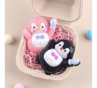 Anboor Penguins Squishies Toys 2 Pack - 8cm Cute Soft Penguins Squeeze Sensory Fidget Toys for Stress Relief, Kawaii Party Favors for Kids and Adults (Black & Pink)