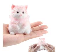 Anboor Small Cat Squishy Toy, Realistic Sticky Animal Shaded Cat Squeeze Fidget Toys with Gauze Collar, Stress Relief Toy for Kids Adults Autism Birthday Gifts (3.5Inch)