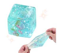 Anboor Stress Balls Cube, Stress Ice Cube Fidget Toy with Blue Ocean Shells Inside, Soft Slow Rise Stress Relief Sensory Toys for Adults Teenage Classroom Prizes