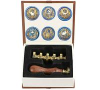 ANBOSE Starry Animal Wax Seal Stamp Set with 6 PCS Removable Brass Heads and 1 Wooden Handle, Retro Vintage Cat Deer Peacock Mermaid Flamingo Rabbit Sealing Wax Stamp for Craft