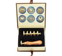 ANBOSE Wax Seal Stamp kit, Animal Wax Seal Stamp Set with 6 PCS Removable Brass Heads and 1 Wooden Handle, Retro Starry Butterfly Dragonfly Bee Dragon Sealing Wax Stamp for Cards Invitations