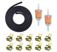 ANBOWEI 1/4" Fuel Hose, 6mm ID Fuel Line Set, 2 Meter Fuel Pipe with 2pcs Fuel Filters and 10pcs Hose Clamps for Moto, Scooter, Cars, Tractors, Lawn Mower and Small Engines