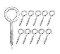 ANBOWEI 10pcs Screw Eyes M6 x 3.2"/82mm Stainless Steel Eyelet Screws Heavy Duty Eye Hooks Set for Hanging Basket Fixed Cable Vine Eyes Indoor or Outdoor - Silver