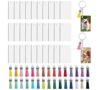 ANBOWEI 120pcs Sublimation Blanks Keyring Set with Heat Transfer MDF Blanks Rectangular Double Sided Printed, Colourful Tassels Jump Rings and Key Rings for DIY Keychain Gift Crafts Making