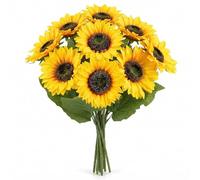 ANBOWEI 9 Pack Artificial Sunflowers, 18 Inch Realistic Fake Sunflowers with 5 Inch Flower Heads, Silk Sunflower Bouquet for Vase, Wedding, Home, Party, Table Centerpieces Decor