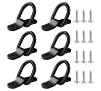 ANBOWEI D Ring Tie Down Anchors, 6pcs Heavy Duty Lashing Rings Van Cargo Tie Down Eyes Black Lashing Hooks for Trailer, Truck, Camper, Boat Rope Anchor Point - with Screws Load 400 KG