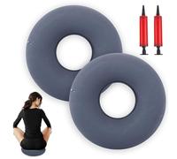 ANBOWEI Inflatable Donut Seat Cushion, 2 Pack Ring Cushions for Pressure Relief, Portable Flocking Rubber Ring to Sit On for Coccyx Pain, Hemorrhoid, After Surgery or Childbirth(Gray, 34cm)
