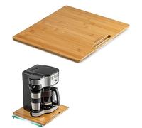 ANBOXIT Bamboo Appliance Slider, Sliding Tray for Coffee Maker, Kitchen Countertop Appliance Rolling Tray, Coffee Pot Slider Tray with Rubber Wheels, Wide - Medium (13"D x 14"W)