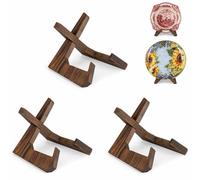 ANBOXIT Bowl Stands for Display, 3 Pack 4,5 Inch Plate Holder, Wooden Easel Frame Holder, Display Stand for Large Deep Platters and Dishes, 15,2 x 13,6 x 11,6cm(For Bowls under 8,9cm in Depth)