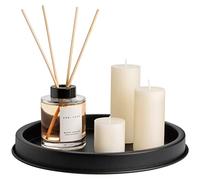 ANBOXIT Decorative Tray, Candle Trays Decorative, Black Round Perfume Plate, Metal Decor for Coffee Table, 30 cm