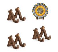 ANBOXIT Plate Display Stand, 3 Pack 4 Inch Plate Holder for Displaying, Decorative Picture Frame Dish Photo Plaque Platter Wood Stand