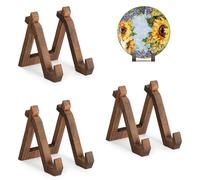 ANBOXIT Plate Display Stand, 3 Pack 6 Inch Plate Holder for Displaying, Decorative Picture Frame Dish Photo Plaque Platter Wood Stand