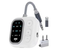 ANBRONICS Bluetooth 5.3 Adapter for Airplane, Support 2 Wireless Headphones, aptX Adaptive 3.5mm AUX Jack Wireless Audio Transmitter for TV, Airline, Planes, Travel