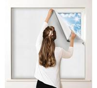 Anbtaee Blackout Roller Blinds White [100% Blackout] [200 cm x 150 cm] [DIY] Portable Blackout Curtains for Windows, Strong Velcro Tape Strips with Adhesive, for Bedroom, Baby Room