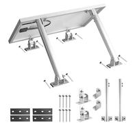 Anbte 1 Set Adjustable Solar Panel Tilt Mount Brackets, 15-30° Aluminum Alloy Solar Mounting Brackets Support 50W 70W 100W 150W 200W 300W 400W Panels, for Flat Surface, RV, Roof, Boat, Silver