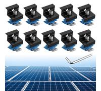 Anbte 10pcs Solar Panel End Clamp for Standard Unistrut, Aluminum 30mm/35mm Solar Panel Brackets with Nuts Bolts, Solar Panel Mounting Kit for Metal Roof, Tin Roof, Flat Roof, Sheet Roof, Black