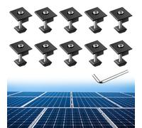 Anbte 10pcs Solar Panels Mid Clamps, Aluminium Solar Panel Mounting Kit 40mm, Solar Panel Mounting Brackets Solar Mounting Rail Connector for Metal Roof, Tin Roof, Flat Roof, Sheet Roof, Black
