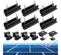 Anbte 6Pcs Solar Panel Mounting Kit, Aluminium 120 mm Solar Panel Mounting Rail & 30mm/35mm End Clamp & Mid Clamp, Solar Panel Mounting Brackets for Metal Roof, Tin Roof, Flat Roof, Sheet Roof, Black